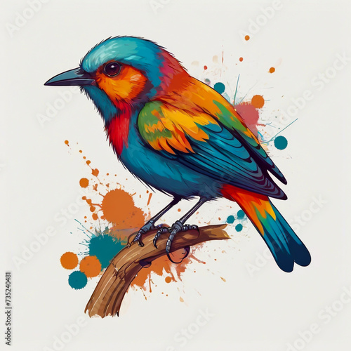Painting of a colorful bird. © Omar