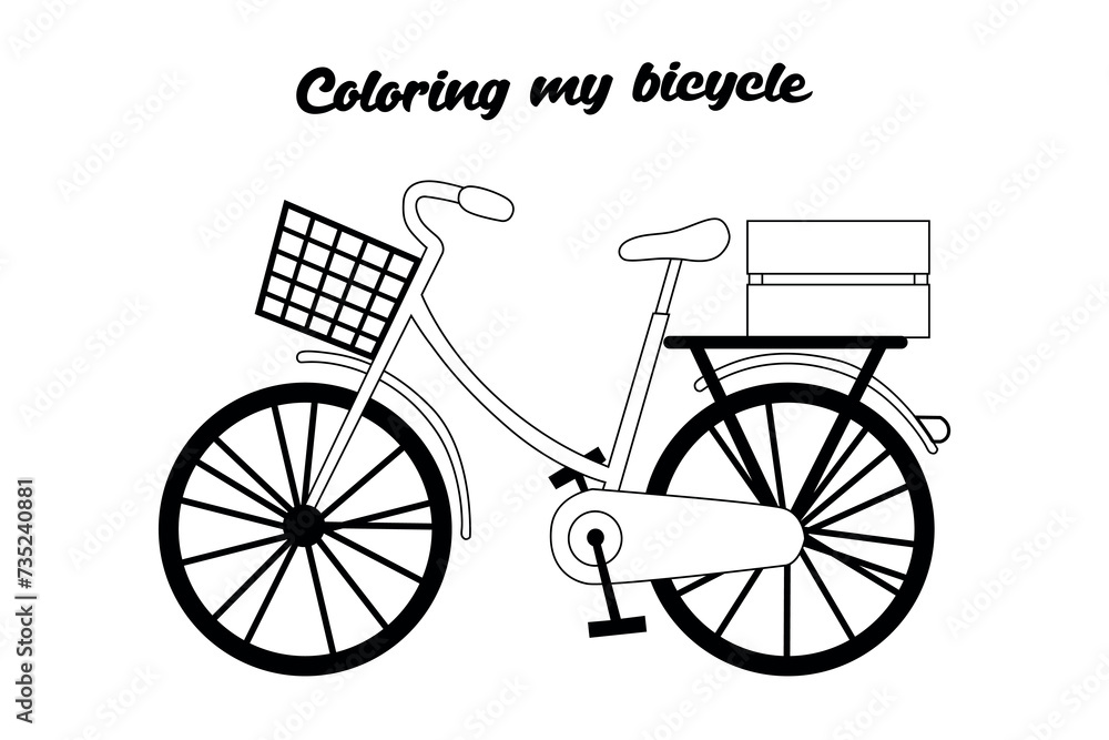 illustration vector graphic of lady bicycle perfect for collaring page