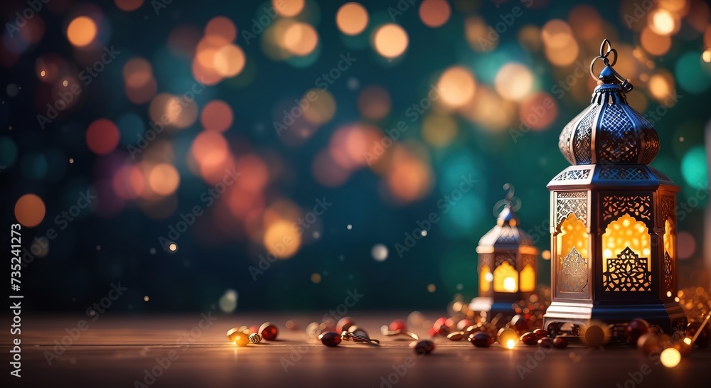 Obraz premium Festive greeting card for Muslim holy month Ramadan Kareem