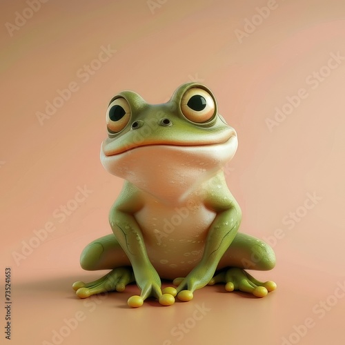 3D illustration of a cute baby frog cartoon 