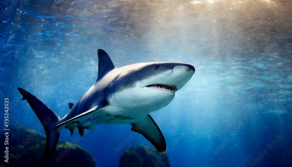 Fototapeta premium A shark under water, dangerous predator animal