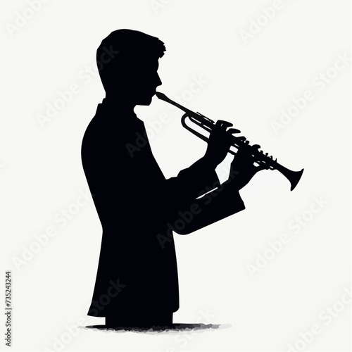 silhouette of a man with a trumpet, flat colours