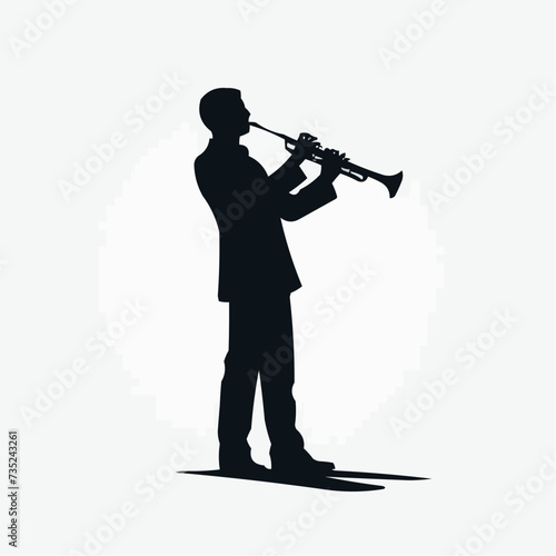 silhouette of a man with a clarinet, flat colours