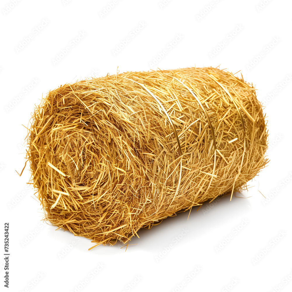 Golden cylinder hay, isolatedin white background Golden cylinder hay, isolatedin white background