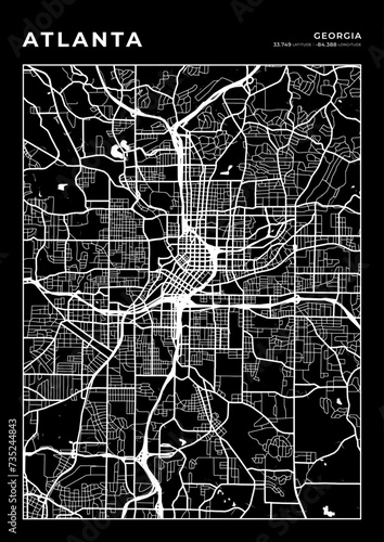 Atlanta City Map, Cartography Map, Street Layout Map