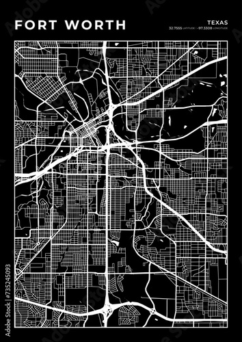 Fort Worth City Map, Cartography Map, Street Layout Map