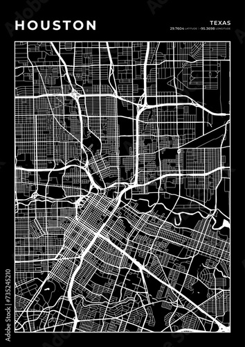 Houston City Map, Cartography Map, Street Layout Map