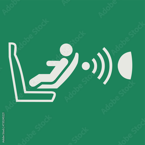 SAFETY CONDITION SIGN PICTOGRAM, CHILD SEAT PRESENCE AND ORIENTATION DETECTION SYSTEM (CPOD) ISO 7010 – E014, VECTOR