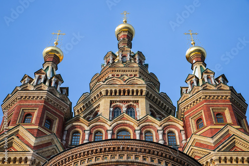 Facade of the Cathedral of Saints Peter and Paul, Petergof, Russia photo