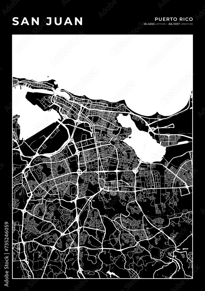 San Juan City Map, Cartography Map, Street Layout Map Stock Vector ...