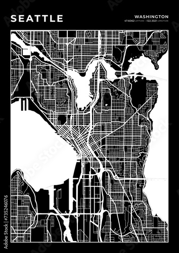 Seattle City Map, Cartography Map, Street Layout Map