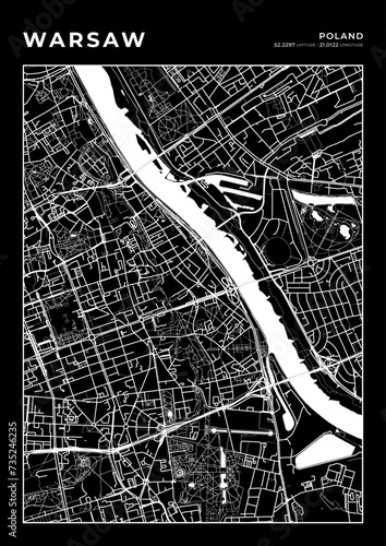 Warsaw City Map, Cartography Map, Street Layout Map