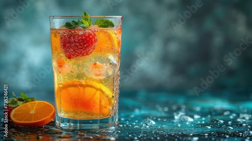 Freshly Squeezed Orange Juice  A Glass of Fruit-Infused Sparkling Water  Citrusy Summer Drink with a Twist  Sweet and Tart Strawberry Lemonade.