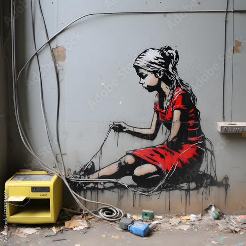 wall art a girl on the floor