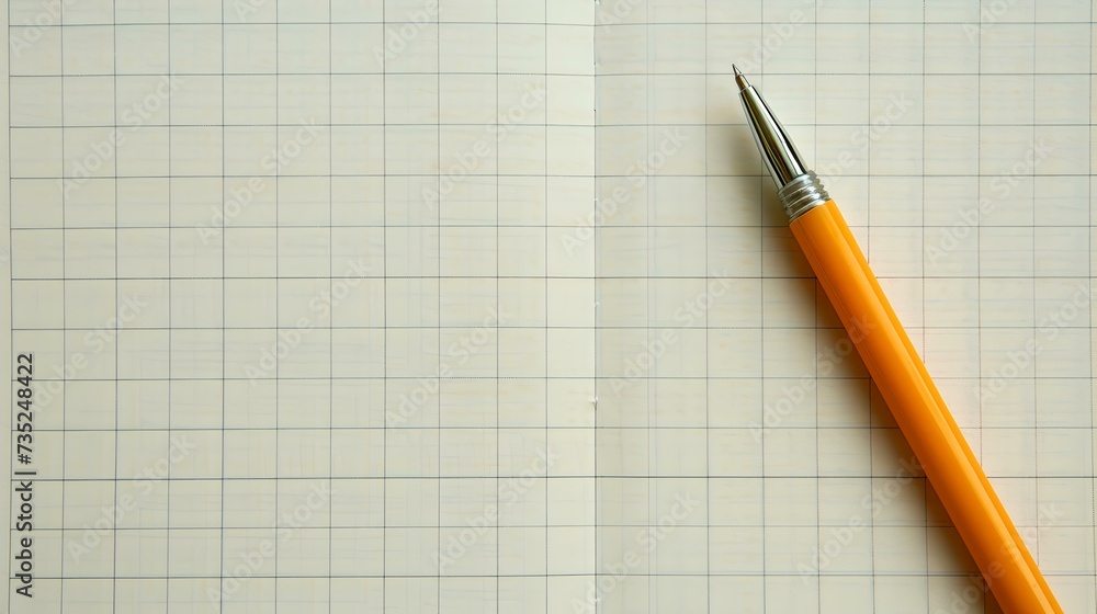 Clean workspace with a yellow pen on a graph paper. minimalist design, perfect for writers and students. simple and efficient. AI Clean workspace with a yellow pen on a graph paper. minimalist design, perfect for writers and students. simple and efficient. AI