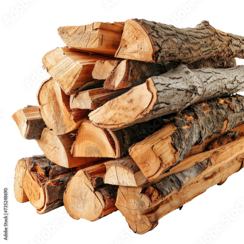 Firewood stack on transparent background