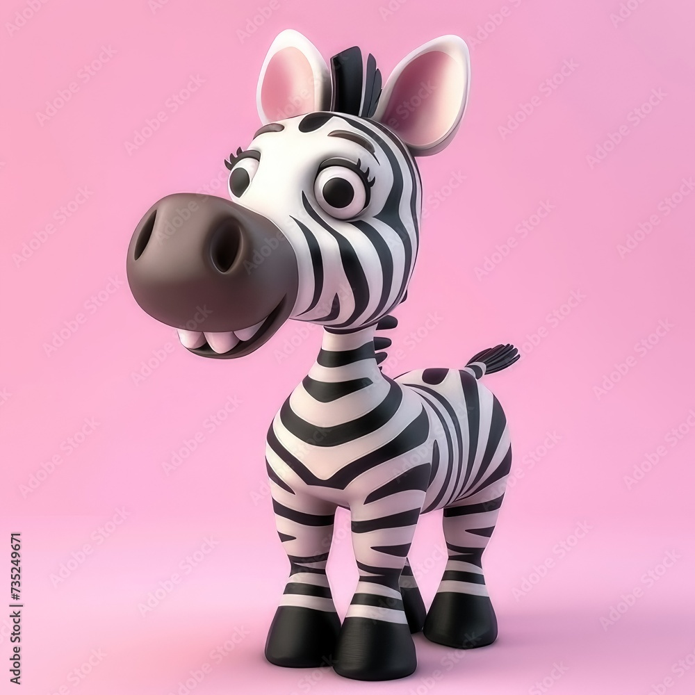 charming baby zebra cartoon in 3D illustration
