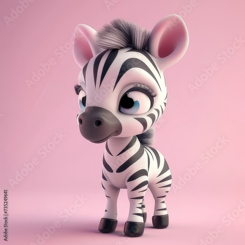 charming baby zebra cartoon in 3D illustration 