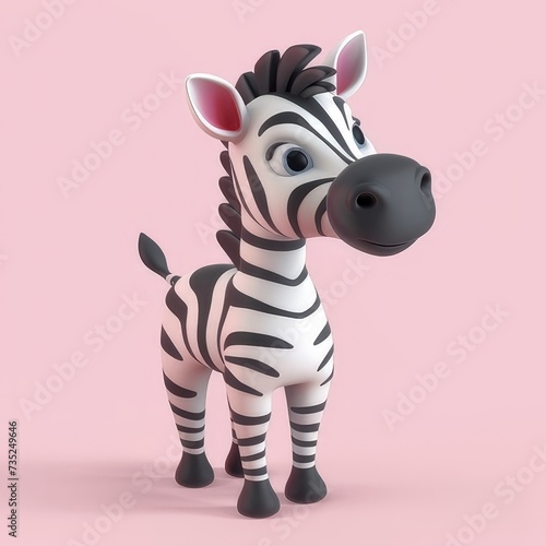 charming baby zebra cartoon in 3D illustration 