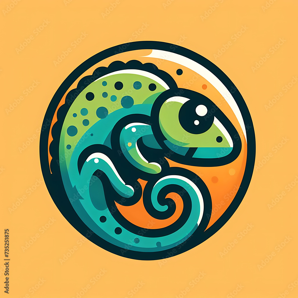 flat logo of Vector chameleon illustration, chameleon illustration flat logo of Vector chameleon illustration, chameleon illustration