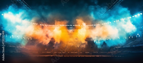 stadium arena lights and smoke