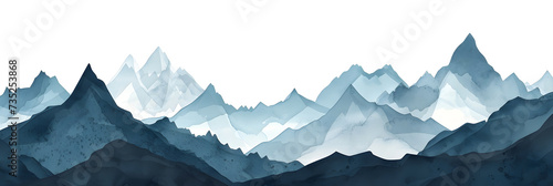 mountains landscape, isolated in white background 