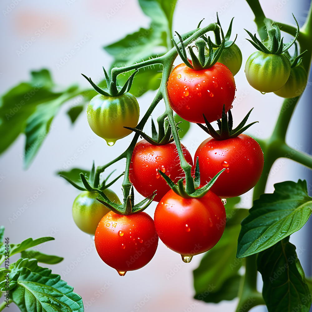 cherry tomatoes on branch