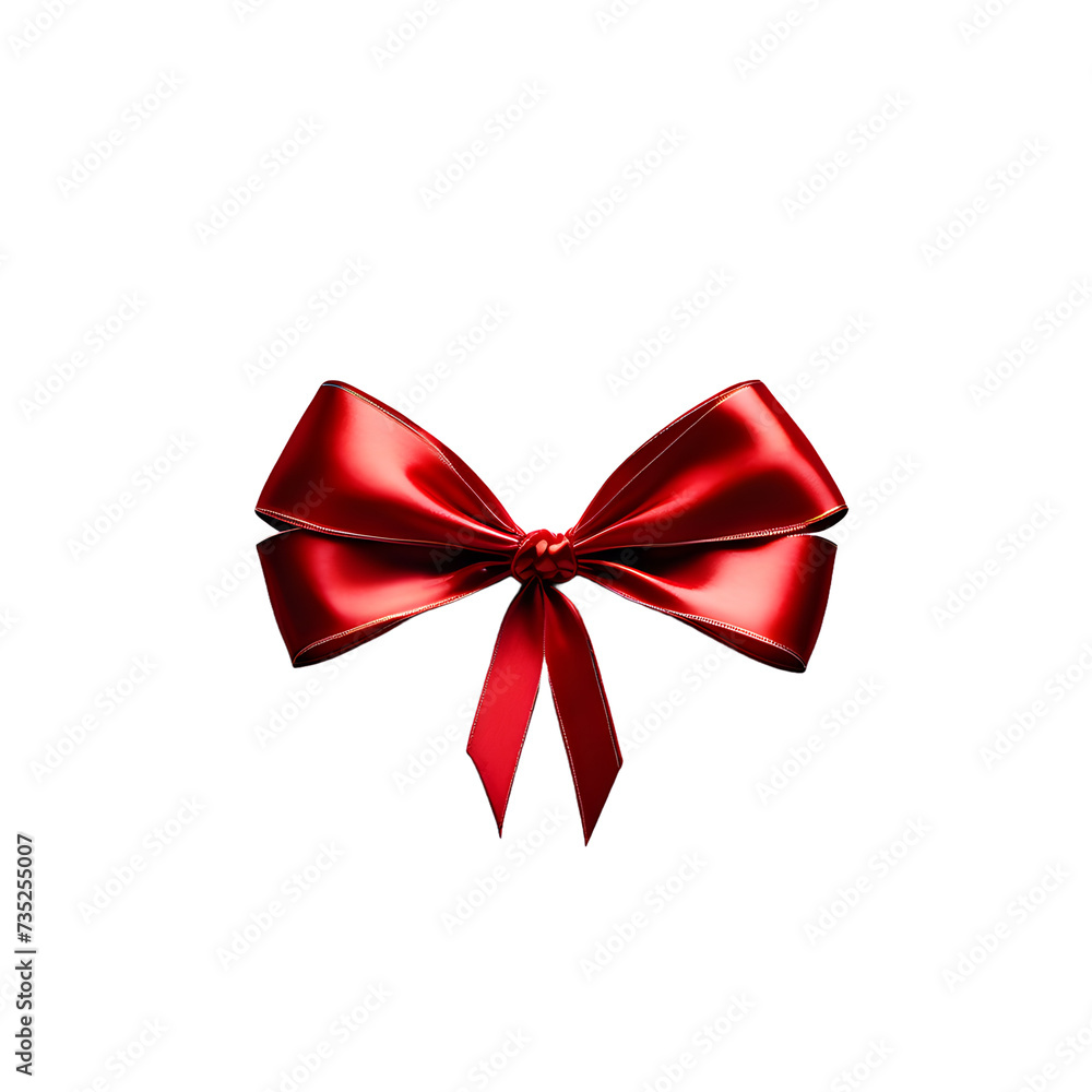 red ribbon bow on a white transparent background,Generative ai red ribbon bow on a white transparent background,Generative ai