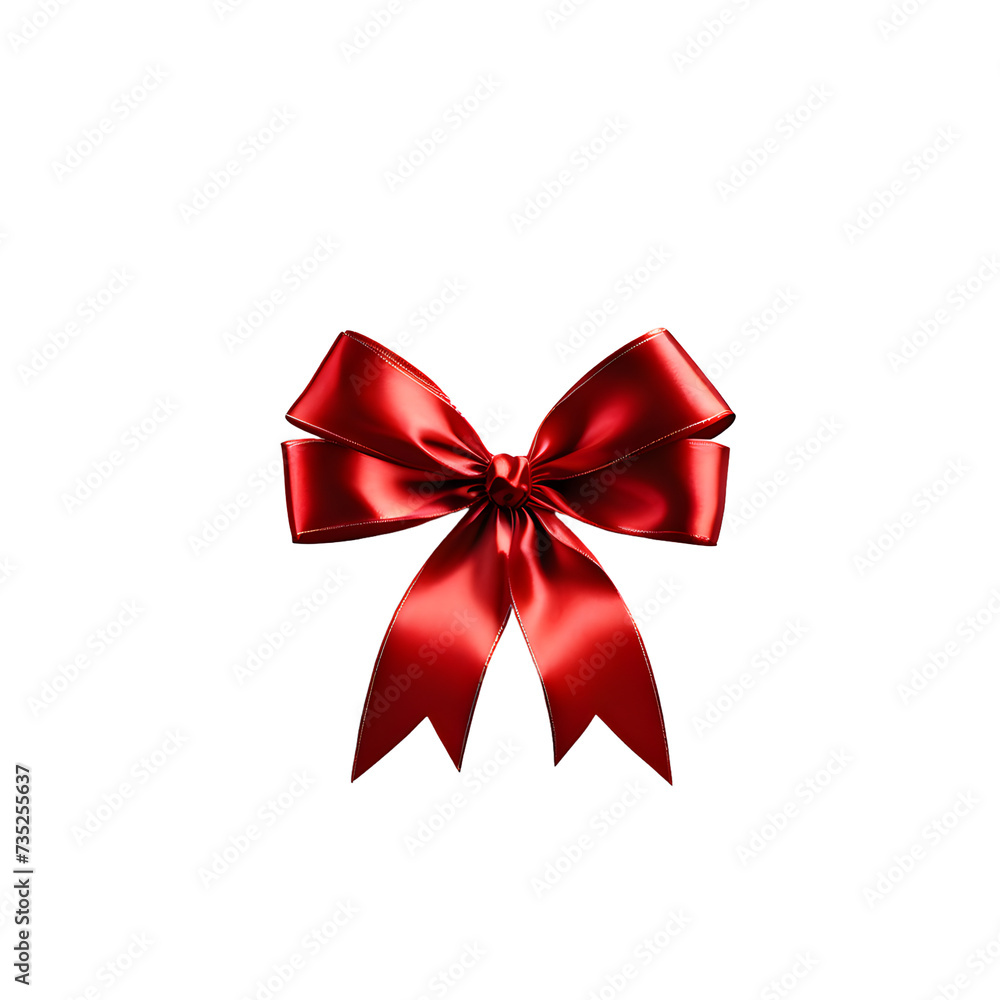 red ribbon bow on a white transparent background,Generative ai red ribbon bow on a white transparent background,Generative ai