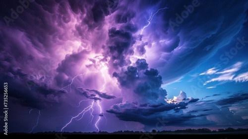view of purple and blue thunderstorm