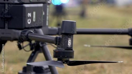 Specialized Drone Ready for Takeoff in Search Operation with Police