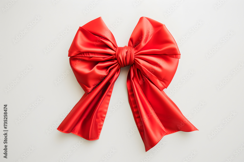red ribbon with red bow on white background red ribbon with red bow on white background