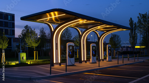 borne de station de recharge électrique en libre-service pour véhicule 100% électrique ou hybride en ville  photo