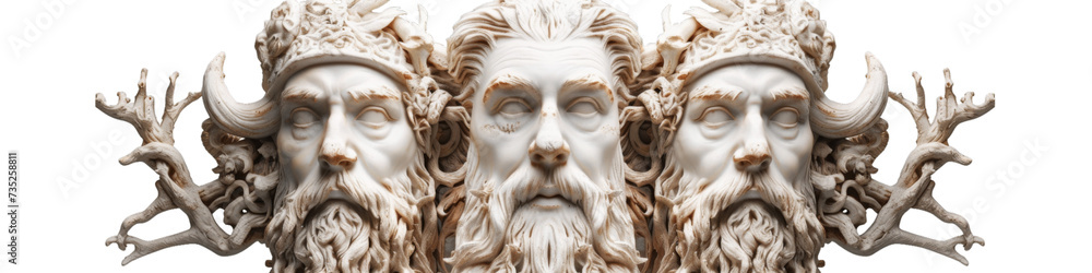 Symmetrical Sculpted Faces Blending Mythology and Artistry in Baroque Style