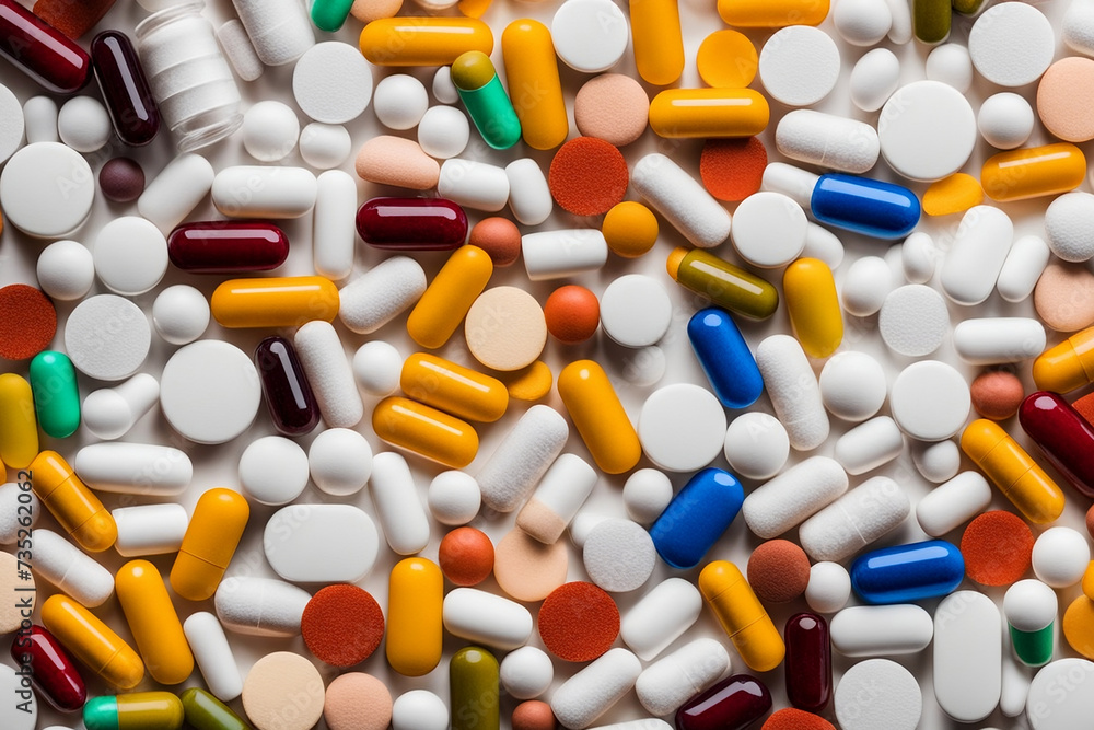 Background with many different medications including capsules and tablets. Background with many different medications including capsules and tablets.