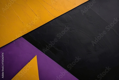 A striking black backdrop adorned with minimalist yet eye-catching purple and yellow geometric shapes  creating a visually dynamic composition that balances simplicity with vibrancy