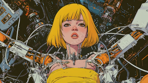 90s japanese anime of a retro levitating cyberpunk girl