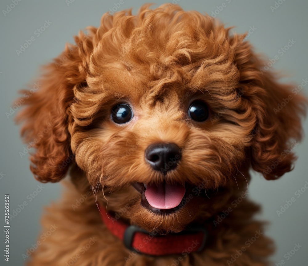 The puppy gazes directly at the camera, tongue playfully sticking out.