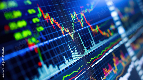 Stock Market charts and graphs with a financial analyst
