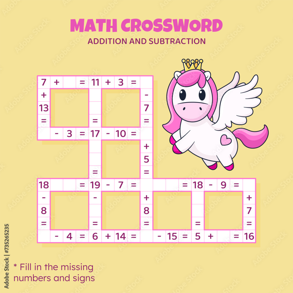 Vecteur Stock Math Crossword puzzle for kids Addition and subtraction Vecteur Stock Math Crossword puzzle for kids Addition and subtraction