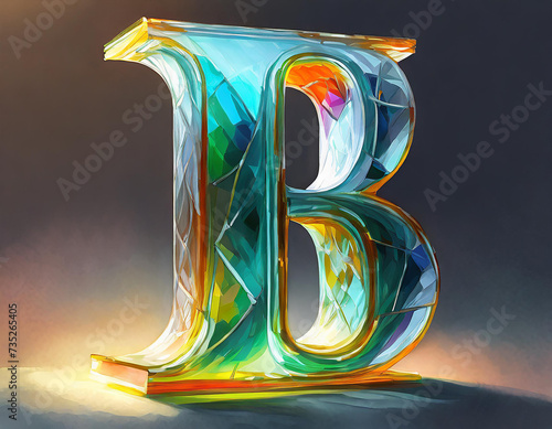 Lettera B con effetto cristallo colorato photo