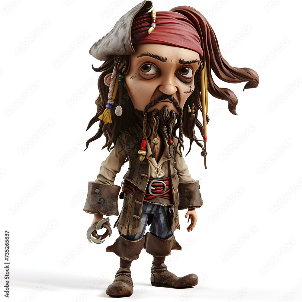 Cartoon 3D Portrait of a pirate