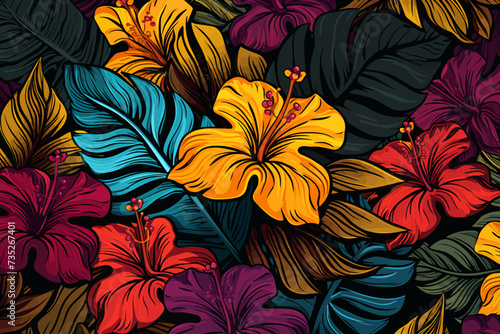 a bunch of colorful flowers on a black background