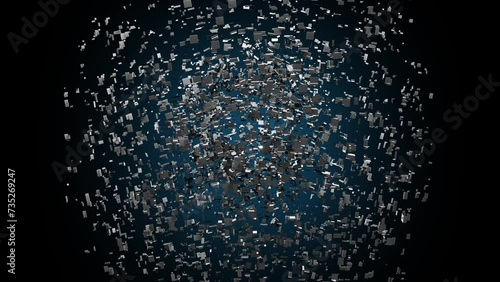 3D Block Skull Model Explosion. 4k.