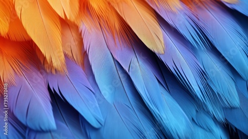 Colorful bird feather texture creating a beautiful background