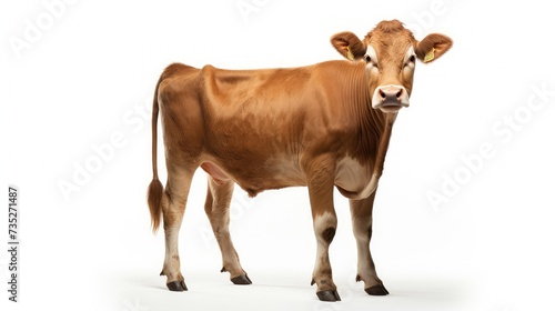 livestock brown cow white background
