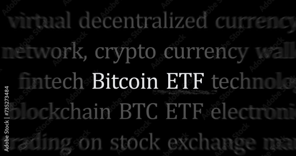 Bitcoin ETF BTCETF fund investment headline news across international media seamless looped. Abstract concept news titles broadcast on screens loop. Bitcoin ETF BTCETF fund investment headline news across international media seamless looped. Abstract concept news titles broadcast on screens loop.