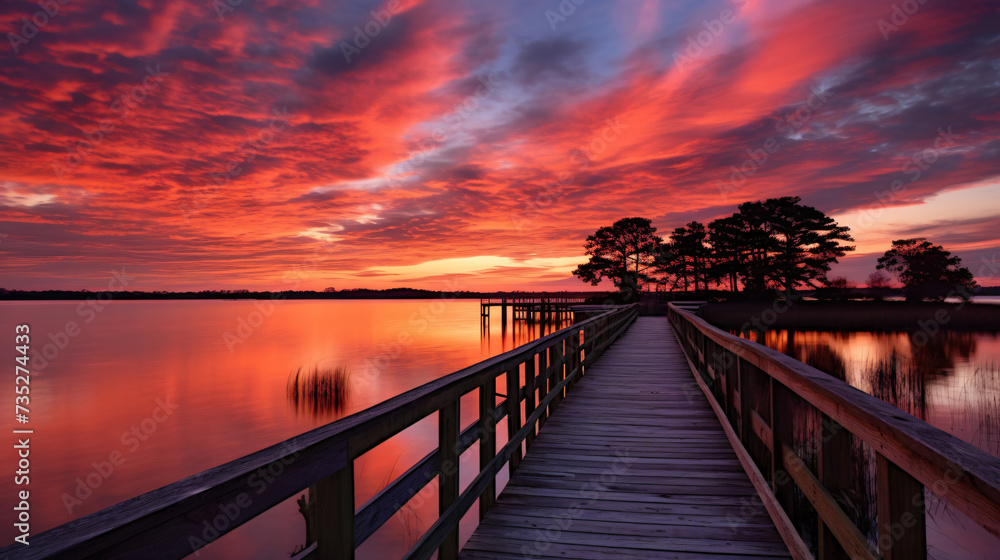  Red morning sky over Roanoke Sound from