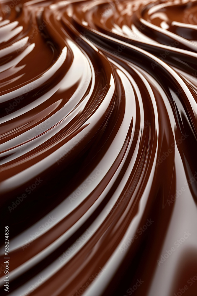 Chocolate background. Melted choco mass Chocolate texture choco mass swirl background - obrazy, fototapety, plakaty 