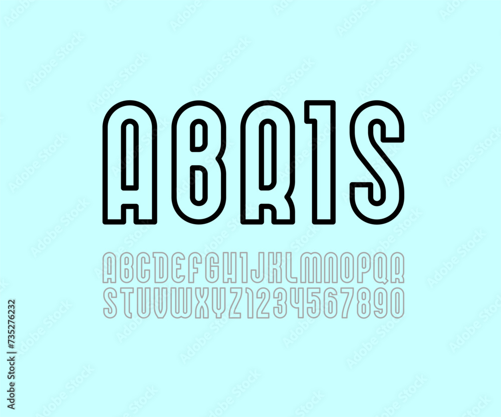 Trendy font, rounded simple alphabet, vector letters and numbers made ...